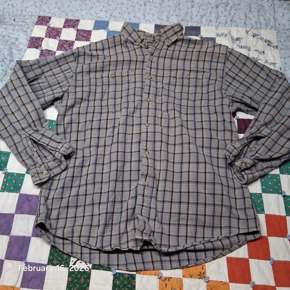 Carhartt S217‎ Plaid Flannel Button Down Shirt Size XL Gray DKT
